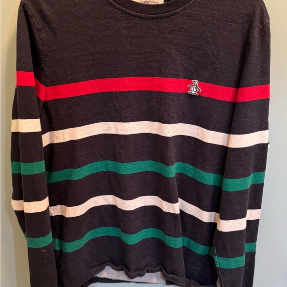 Original Penguin by Munsingwear Long Sleeve Stripe Shirt Large Black Multicolor - Picture 1 of 7